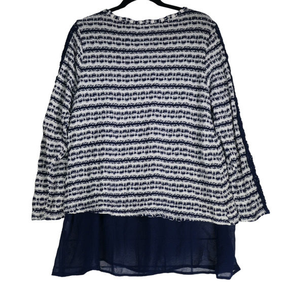 DB Established 1962 Tunic Sweater Women 2X Blue White Lace Trim Nautical Cozy - Picture 6 of 7